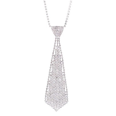  Radford Jewellery - Diamante Tie Necklace-50711-Crystal-Silver 领带式水钻项链