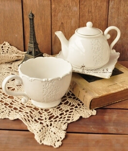 下午茶 复古宫廷陶瓷咖啡壶 水杯 盘子