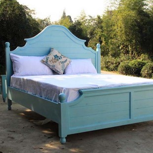 海洋风 粉蓝 卧室双人大床