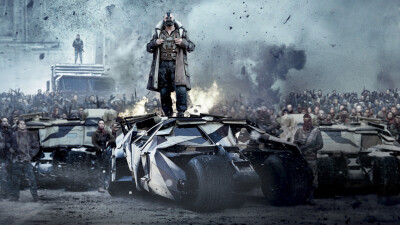 Batman movies explosions smoke crowd Bane Batmobile The Dark Knight Rises Batman The Dark Knight Rises