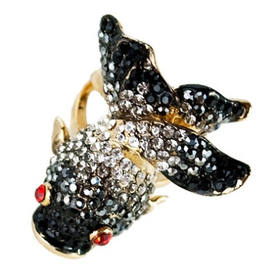 Meghan LA - Le Poisson Ring-37014-Black 鱼戒指