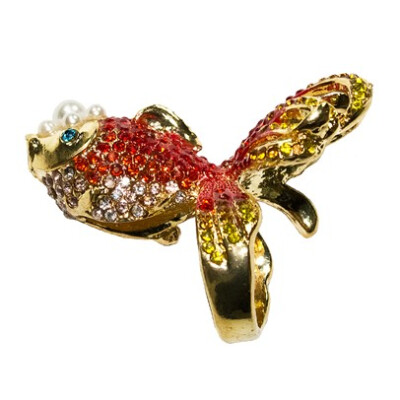 Meghan LA - Pearl Fish Ring-37097-Red 红色珍珠鱼戒指