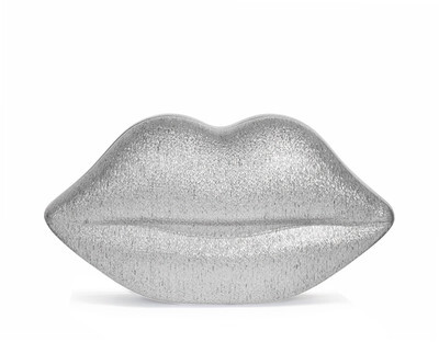 Silver Glitter Perspex Lips Clutch - Lulu Guinness