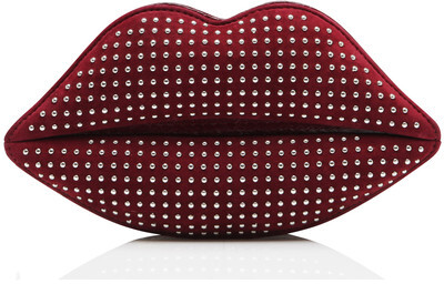 Black Cherry Studded Lips Clutch - Lulu Guinness