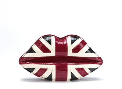 Union Jack Snakeskin Lips Clutch - Lulu Guinness