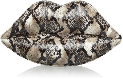 Python Print Snakeskin Lips Clutch - Lulu Guinness