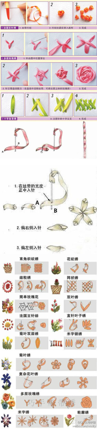 丝带绣有二十多种绣法