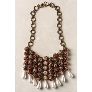 Rubis Bib Necklace, Pearl