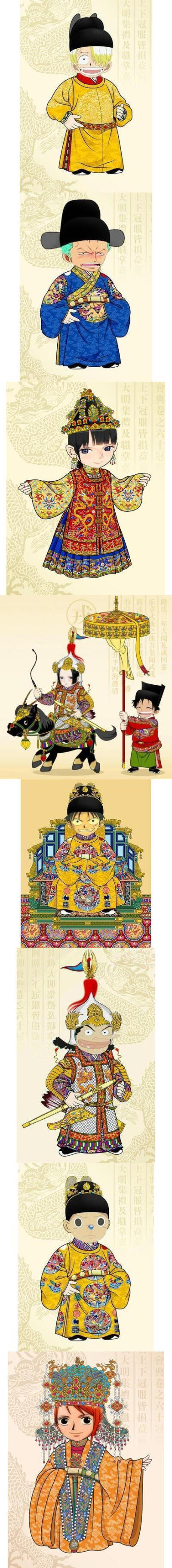 one piece 之中国古装版，so cute，女帝和路飞那张台有爱了❤ ~