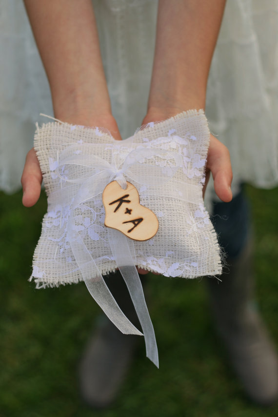 Rustic Ring Bearer Pillow Vintage Shabby Chic Wedding Decor (item PI10353)