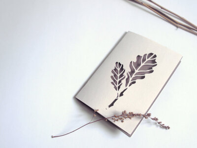 Oak tree - handmade papercut greeting card - 4 x 6 inches