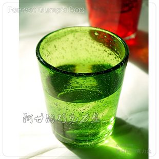 手工艺术 炫彩气泡玻璃杯之生机绿 绿色玻璃杯 水杯 果汁杯