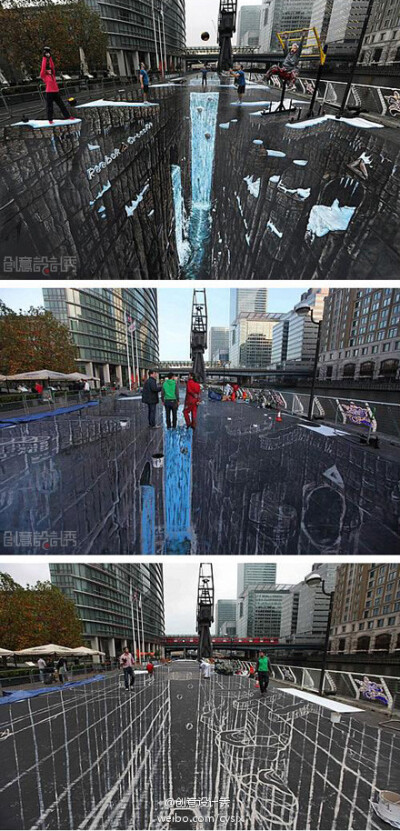 【世界上最大的3D街头艺术】长106.5米、面积1160.4平方米，打破了由国内艺术家齐兴华创造的《狮门峡谷》892平方米的世界纪录。
