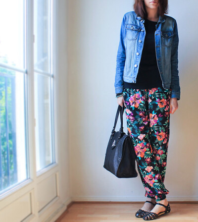 Velvetine Handbag, Zara Kids Jacket, New Look Flower Pants, Asos Sandals, New Look Top