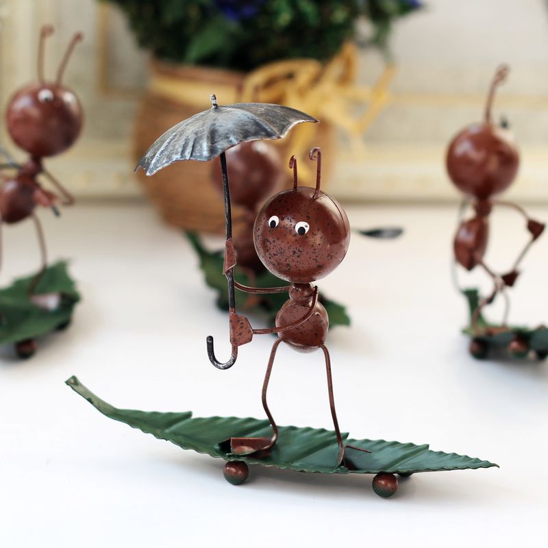树叶小蚂蚁 铁质家居小摆件 铁艺玩偶 书房装饰品礼物
