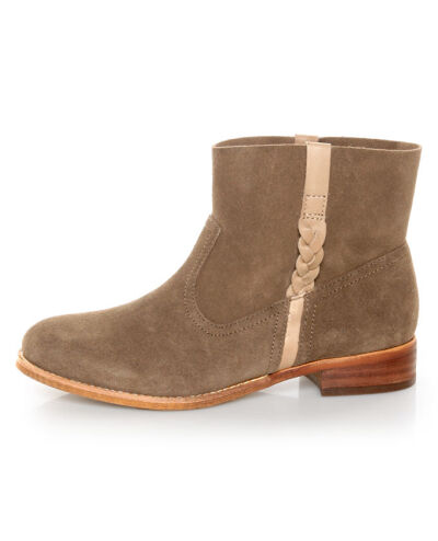 Report Rudy Taupe Suede Side Braid Ankle Boots