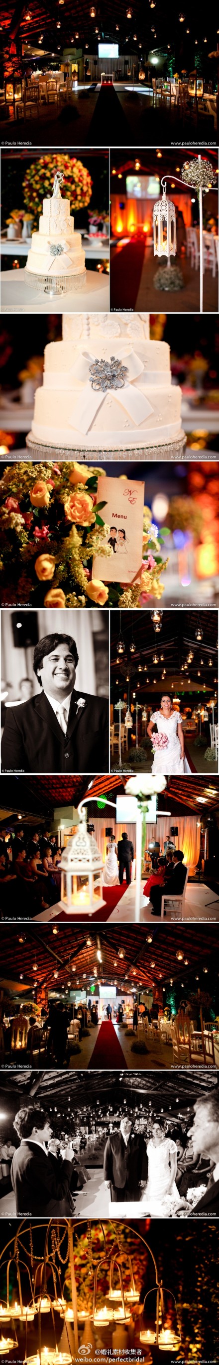 室内的暗场婚礼，灯光为主，蜡烛光源有了很大的增加氛围的效果 (看完整图集,请点:http://t.cn/zWZk2mp )