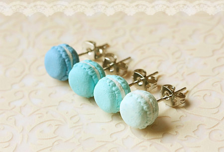 Macaron Earrings in Lagoon Blue Series