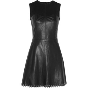 McQ Alexander McQueen Ring-embellished leather and suede dress