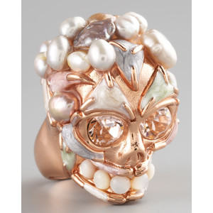 Alexander McQueen Pearl Skull Ring