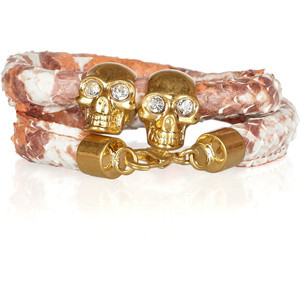 Alexander McQueen Skull charm python wrap bracelet