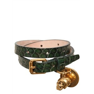 Alexander Mcqueen Skull Charm Leather Bracelet