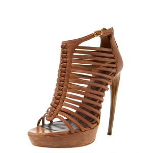 Alexander McQueen Platform Horn-Heel Cage Sandal