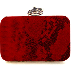 House of Harlow 1960 MARLEY CLUTCH in Red Snake