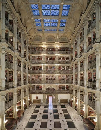 George Peabody Library, Baltimore, Maryland,USA 乔治·皮博迪图书馆，马里兰州巴尔的摩市， 美国