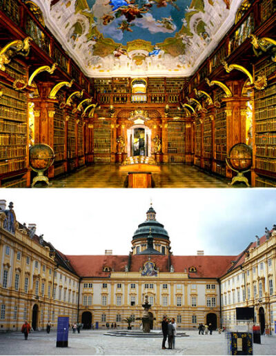 Melk Monastery Library, Melk, Austria 梅尔克，奥地利梅尔克修道院图书馆