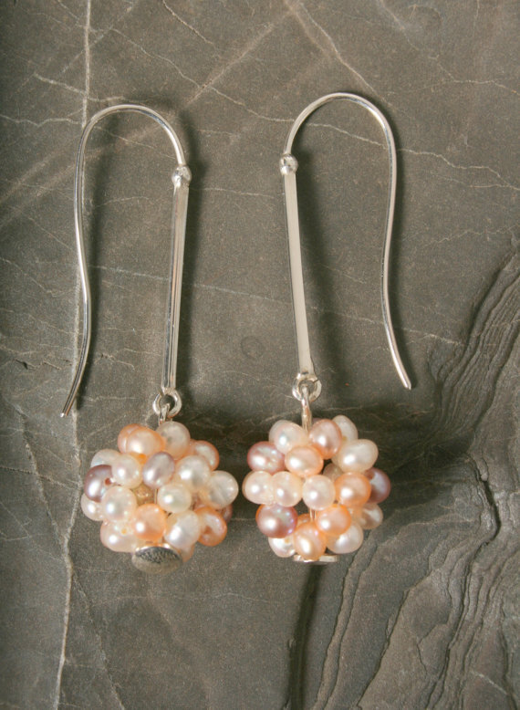 pearl cluster drop earrings