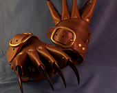 Brown Gothic Steampunk Claw Gauntlets / Gloves