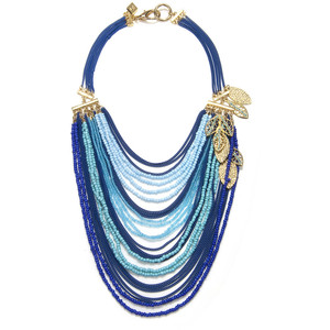 Sequin Blue Layered Beaded Necklace