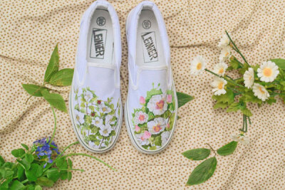 花卉花草手绘鞋
