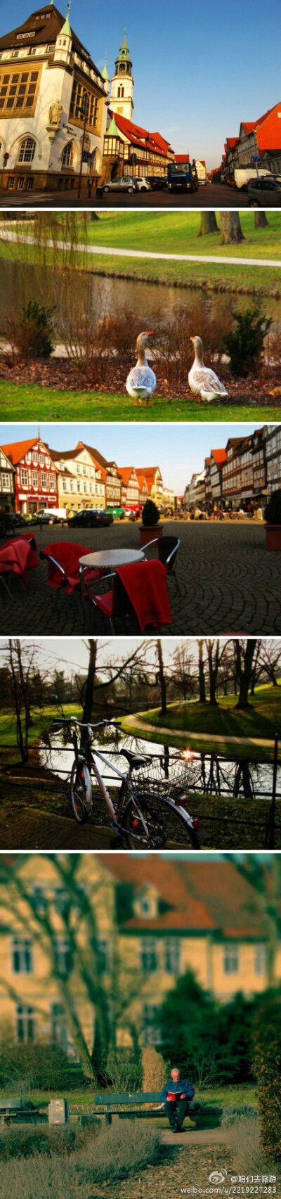 德国小镇Celle，明媚的午后，在车站、在广场、在河边，在每个人潮涌动的地方，都有一个安静的小角落 。