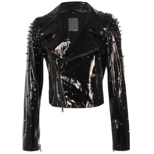 LOT 78 ‘Edie’ studded patent leather biker jacket