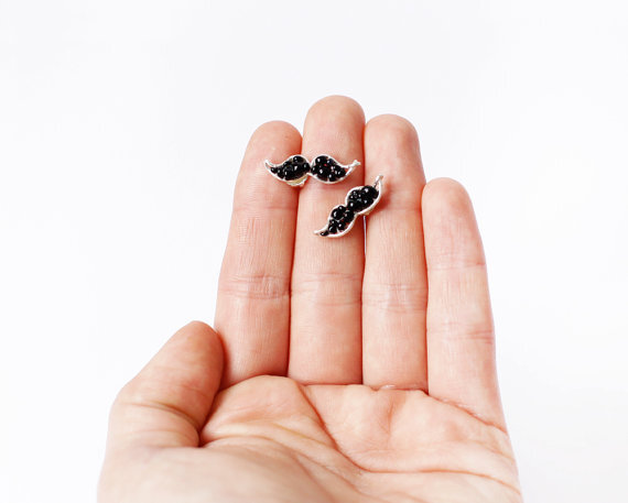 Beaded Moustache Earring studs