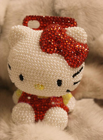 新款包邮iphone 4 DIY十字绣hello kitty猫苹果4贴钻手机壳保护套