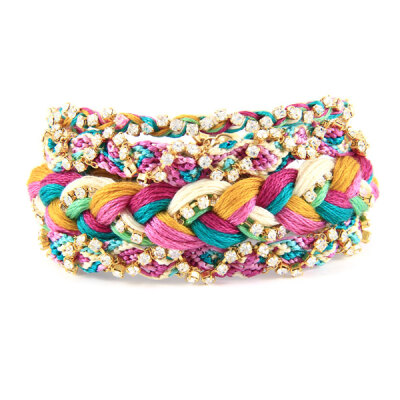 Tropical Punch Friendship Braided Rhinestone Stack