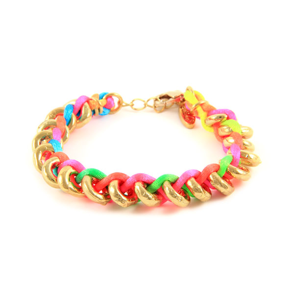 Neon Satin Cord Braided Donut Rings Bracelet