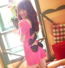 2011 新 夏装 女装 633~性感露背 蝴蝶结 短袖 连体裤 短裤 热裤