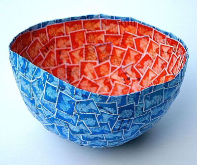 Art: Postage Stamp Bowl by Artist Amanda Hone