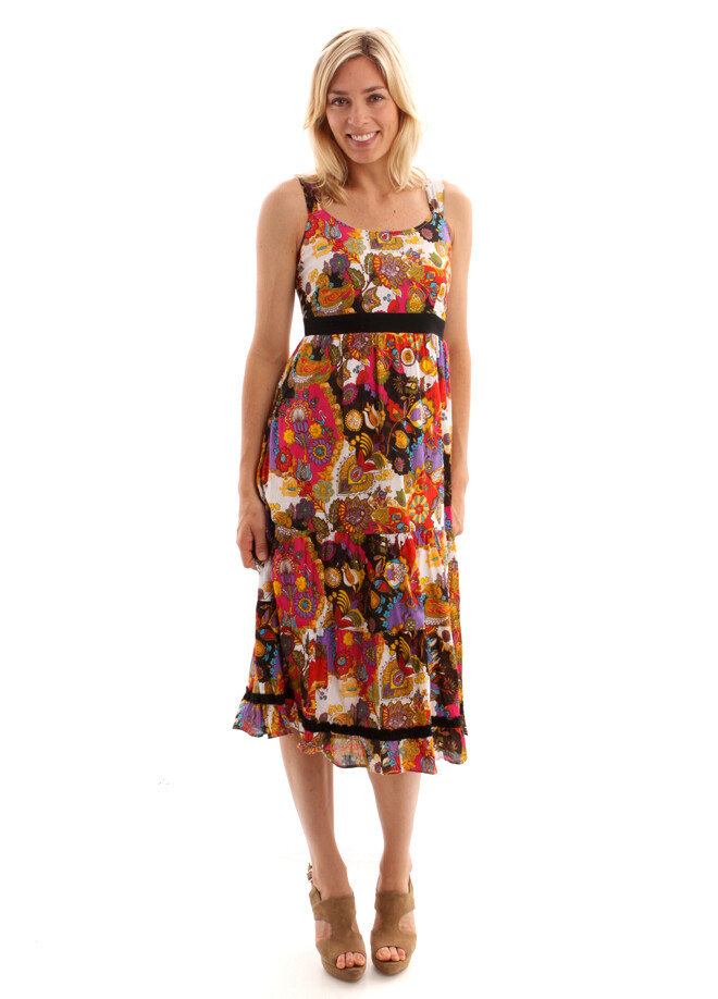 Orientique - Maxi dress with print Elasticated back