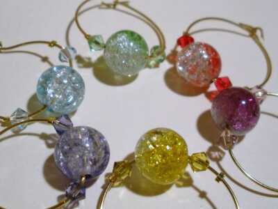 Crystals Crackle Glass Wine Charms