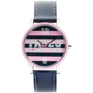 Pauls Boutique Pink And Navy Stripe Watch