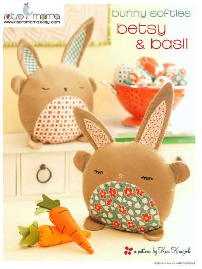 PDF Sewing Pattern Betsy &amp; Basil Bunny Softies