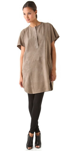 Vince Suede Half Placket Top