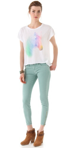 Wildfox Horse and Rainbow Jagged Edge Tee