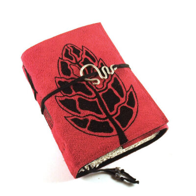 Original Leather journal, Red Suede, Leaf