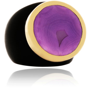 ISHARYA Purple Druzy Crater Ebony Ring